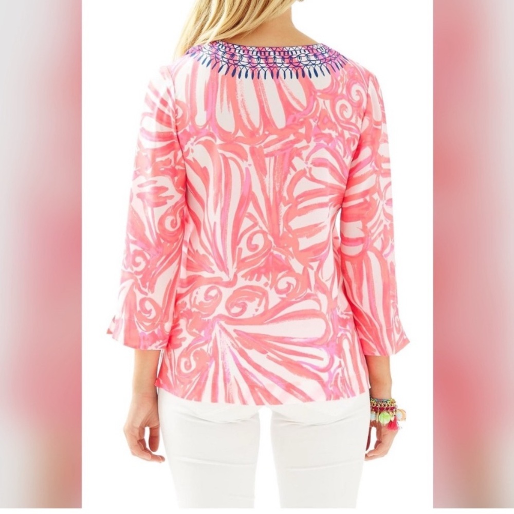 Lilly Pulitzer Amelia 100% Silk  Women's Top - Picture 3 of 15